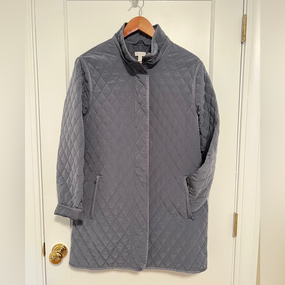 Garnet hill quilted coat with removable zipper hood